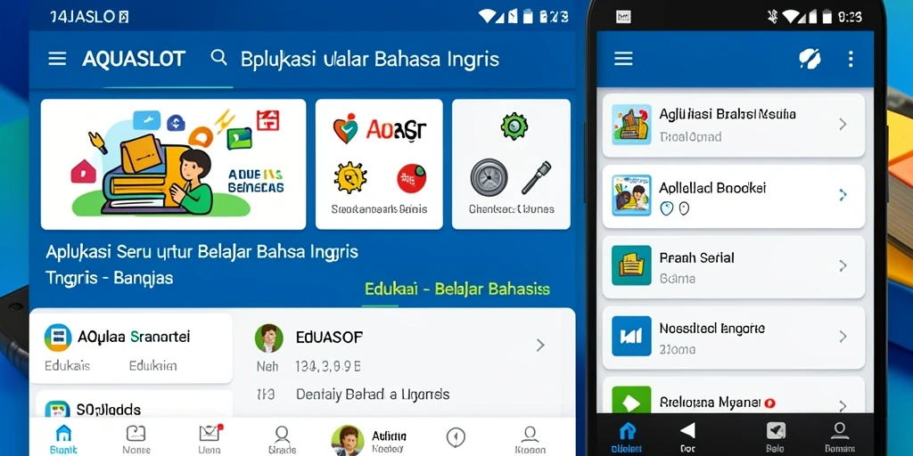 Tampilan antarmuka AQUASLOT yang ramah pengguna untuk belajar Bahasa Inggris.