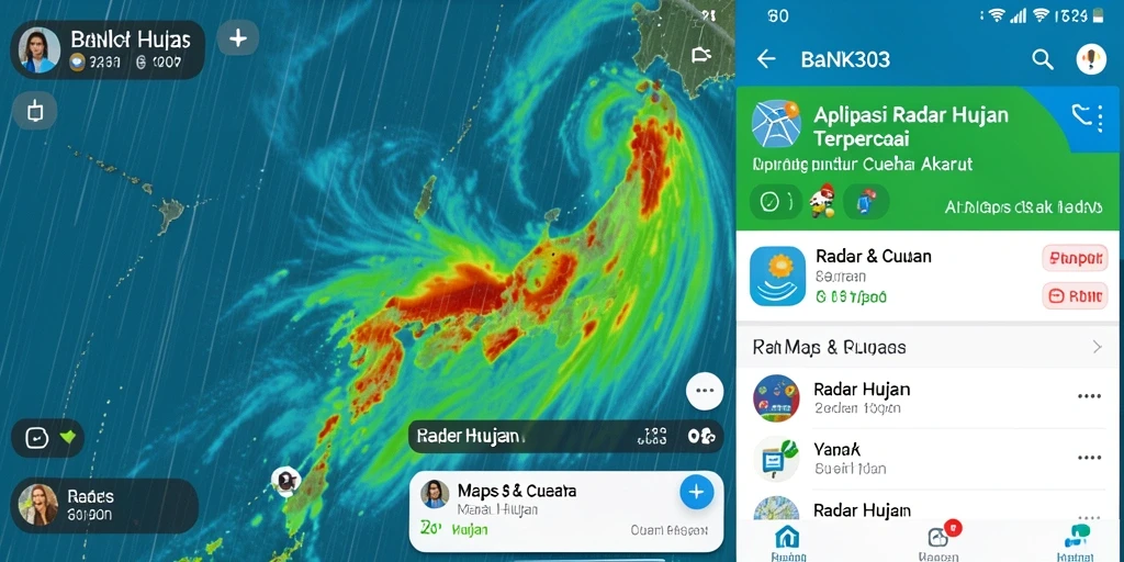 Tampilan antarmuka utama BANK303 dengan informasi radar hujan yang jelas.