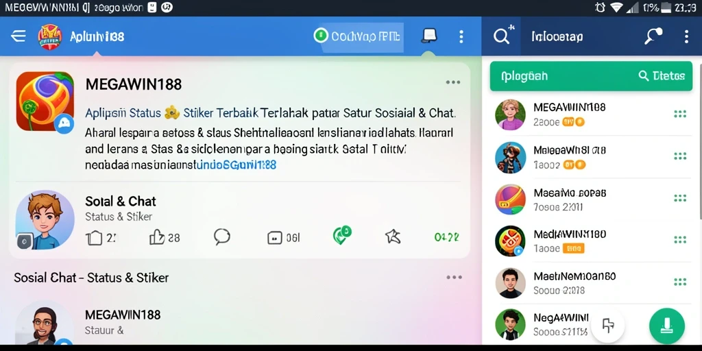 Antarmuka pengguna MEGAWIN188 dengan koleksi stiker menarik.